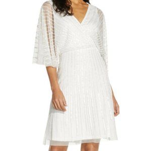 NWT Adrianna Papell Size 14 Beaded Sequin White Bridal Wedding Dress
